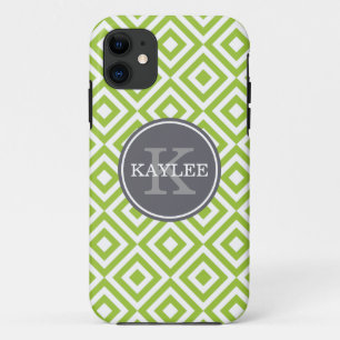 Capa Para iPhone Da Case-Mate Padrão de Diamante Geométrico do Verde limão Monog