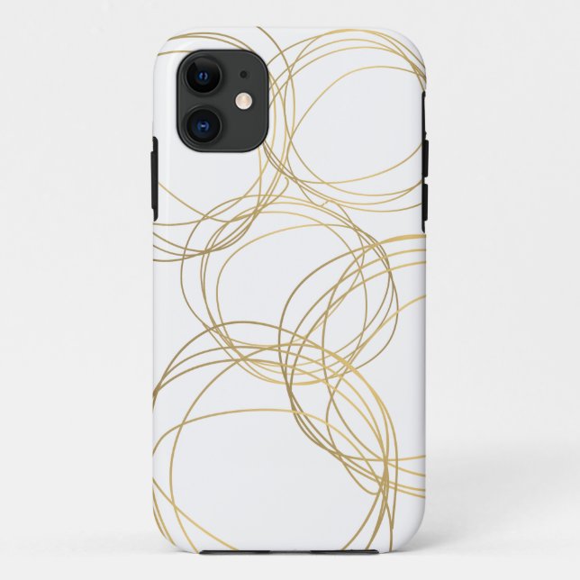 Capa Para iPhone Da Case-Mate Padrão de Escrivatura do Designer Dourado em Branc (Verso)
