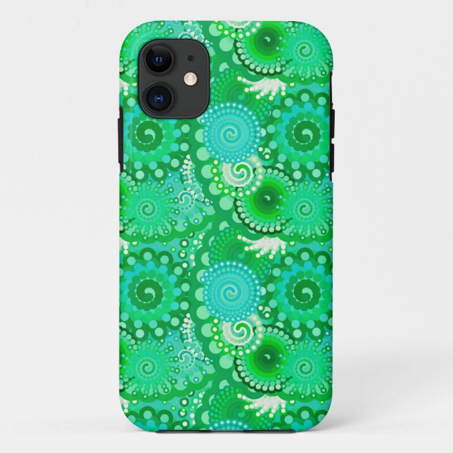 Capa Para iPhone Da Case-Mate Padrão de espiral frontal, jade, turquesa, aqua (Verso)