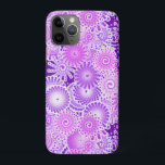 Capa Para iPhone Da Case-Mate Padrão de espiral frontal, tons roxos<br><div class="desc">Padrão de espiral frontal em tons de roxo profundo,  violeta,  lavanda e orquídea,  acentuado com branco</div>