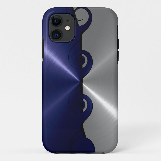 Capa Para iPhone Da Case-Mate Padrão de espiral metálico sem Marinho e prata (Verso)