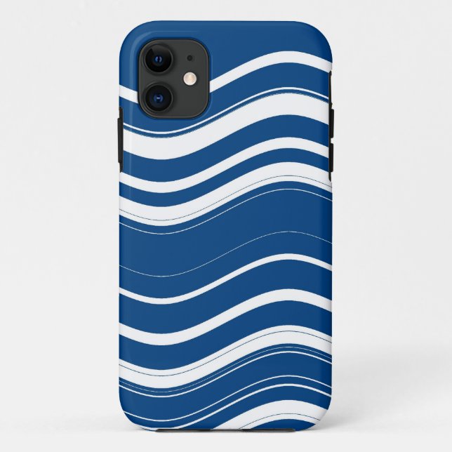 Capa Para iPhone Da Case-Mate Padrão de faixas de onda azuis e brancas (Verso)