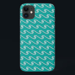 Capa Para iPhone Da Case-Mate Padrão de onda chinês - branco em azul-pavão<br><div class="desc">Moderno assume um padrão tradicional de onda chinesa com um aspecto 3d elevado - branco sobre um fundo azul de pavão</div>