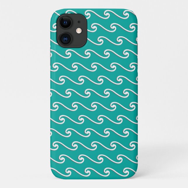 Capa Para iPhone Da Case-Mate Padrão de onda chinês - branco sobre azul de pavão (Verso)