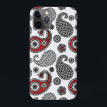 Capa Para iPhone Da Case-Mate Padrão de Paisley, Preto, Branco e Vermelho<br><div class="desc">Padrão paisley de ornamentado em preto,  branco e tons de cinza/cinza,  acentuado com vermelho profundo,  sobre fundo branco</div>
