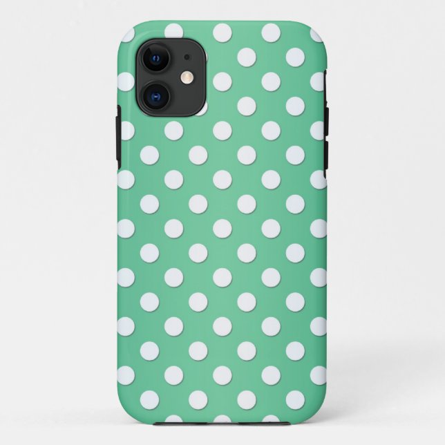 Capa Para iPhone Da Case-Mate Padrão de Pontos Cute Verde e Branco (Verso)