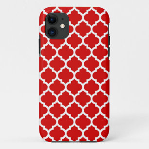 Capa Para iPhone Da Case-Mate Padrão de Quatrefoil Branco Vermelho marroquino #5