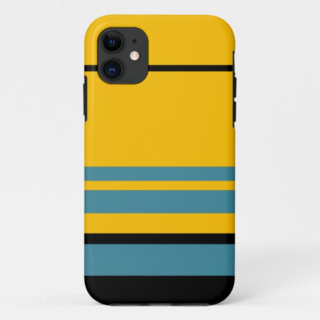 Capa Para iPhone Da Case-Mate Padrão de Stripes Amarelo, Preto e Azul 4 (Verso)