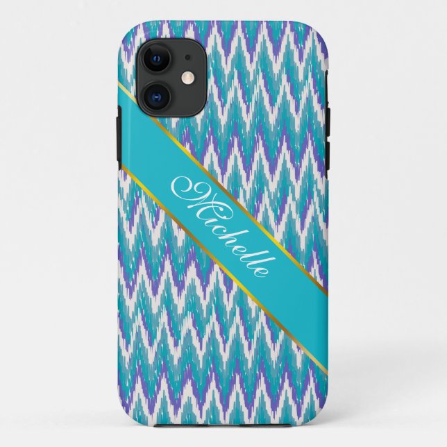 Capa Para iPhone Da Case-Mate Padrão de Teal e Ametyst de Kat ZigZag (Verso)