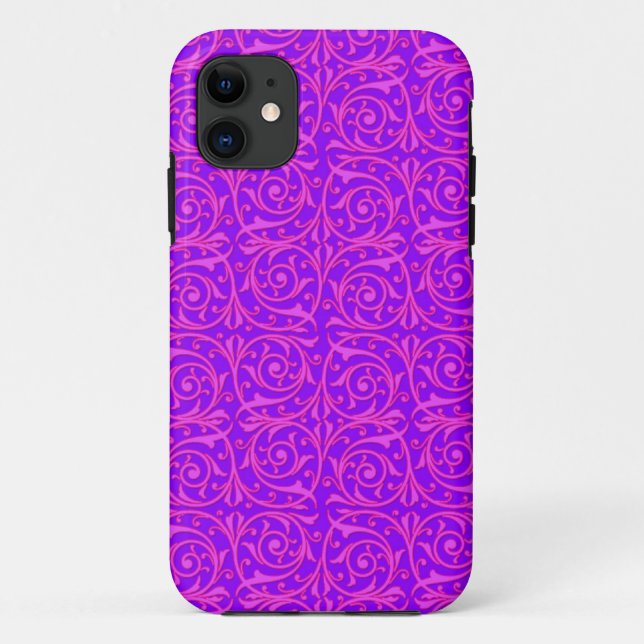 Capa Para iPhone Da Case-Mate Padrão de Videiras Giratórias Rosa e Roxo (Verso)
