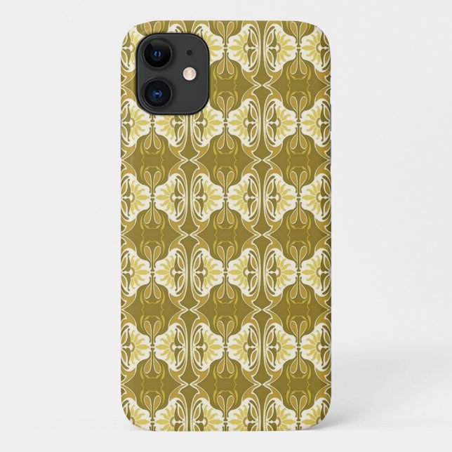 Capa Para iPhone Da Case-Mate Padrão de wallpaper Art Deco - ouro e branco (Verso)