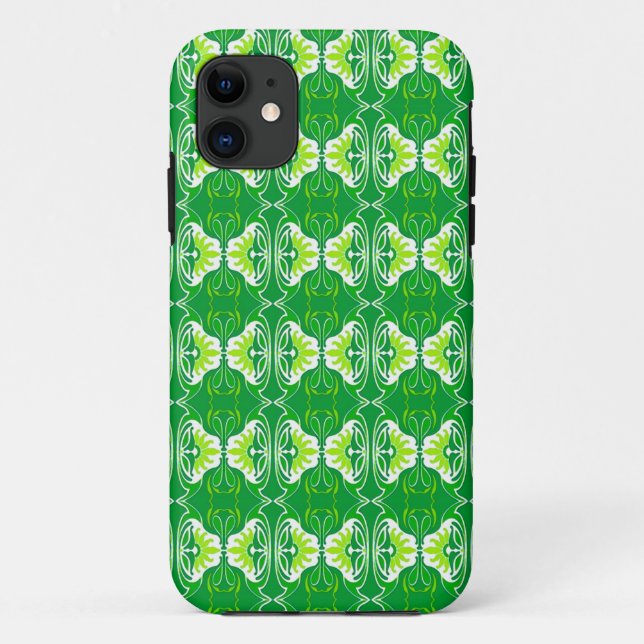 Capa Para iPhone Da Case-Mate Padrão de wallpaper Art Deco - verde e branco (Verso)