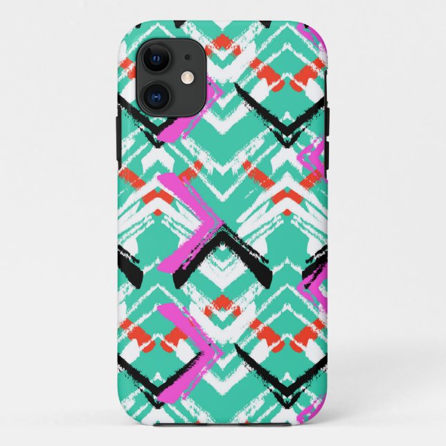 Capa Para iPhone Da Case-Mate Padrão de Zag de Teal Desenhado à Mão (Verso)