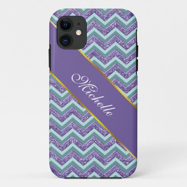 Capa Para iPhone Da Case-Mate Padrão de Zigzag do Ametist Glass (Verso)