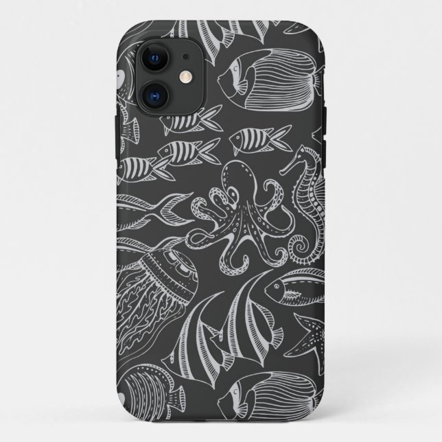 Capa Para iPhone Da Case-Mate Padrão do Mar Negro (Verso)