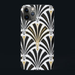 Capa Para iPhone Da Case-Mate Padrão do ventilador Art Deco - preto e branco<br><div class="desc">Reprodução digital de um papel de parede clássico,  Art Deco,  padrão de ventoinha - preto sobre branco,  embelezado com ouro</div>