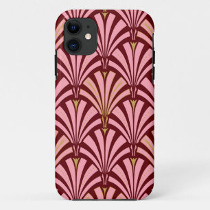 Capa Para iPhone Da Case-Mate Padrão do ventilador Art Deco - rosa e marrom
