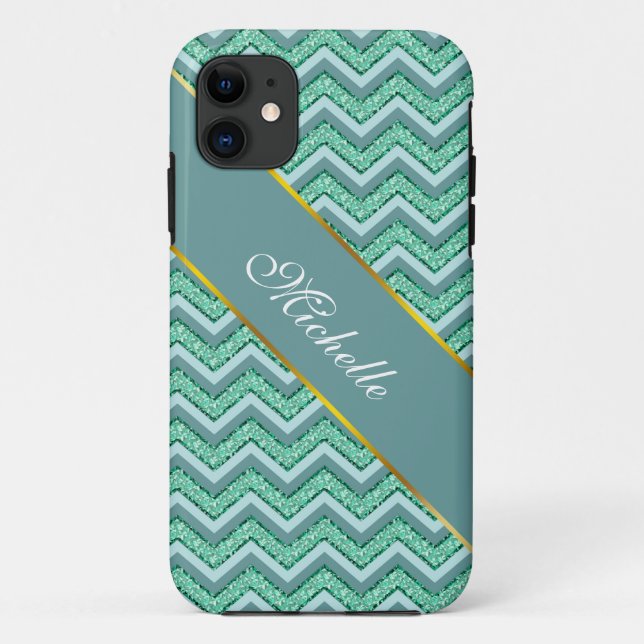Capa Para iPhone Da Case-Mate Padrão Emerald Chevron Facultado (Verso)