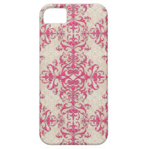Padrão Floral Damask Rosa Chic e Branco Esmaecido