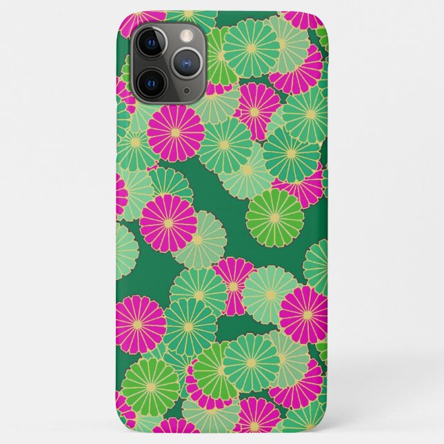Capa Para iPhone Da Case-Mate Padrão floral de Art Deco - tons verdes, fúcsia (Verso)