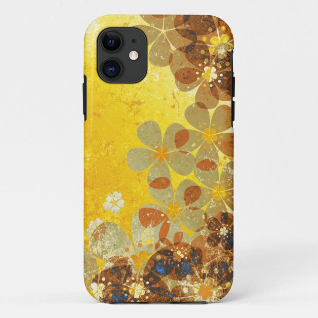 Capa Para iPhone Da Case-Mate Padrão floral de vinheta amarela (Verso)