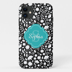 Capa Para iPhone Da Case-Mate Padrão Floral Preto Monograma Quatrefoil
