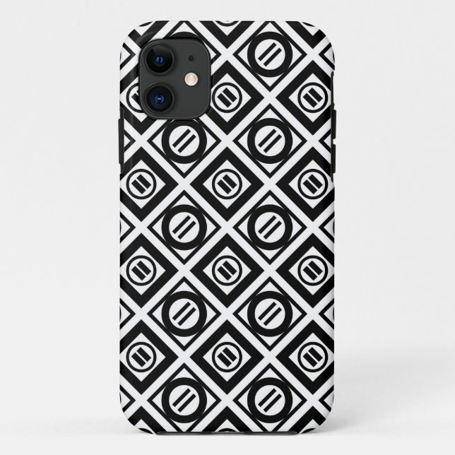Capa Para iPhone Da Case-Mate Padrão Geométrico de Sinal Negro Igual em Branco (Verso)