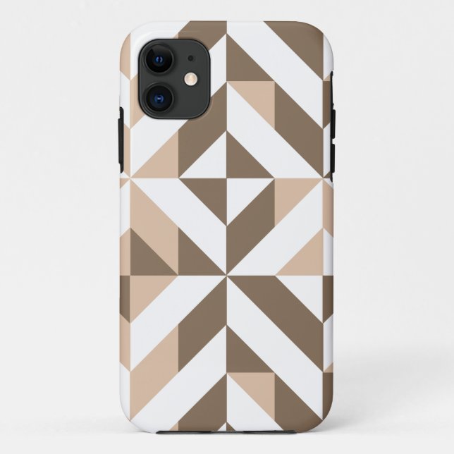 Capa Para iPhone Da Case-Mate Padrão Geométrico do Cubo Castanho Beige (Verso)
