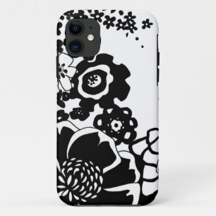 Capa Para iPhone Da Case-Mate Padrão Gráfico do Jardim Floral Preto e Branco