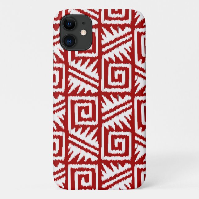 Capa Para iPhone Da Case-Mate Padrão Ikat Aztec - Vermelho Escuro e Branco (Verso)