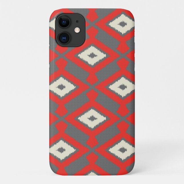 Capa Para iPhone Da Case-Mate Padrão Ikat - Vermelho, Cinza e bege (Verso)