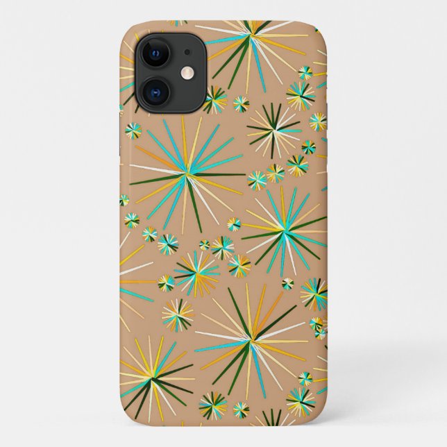 Capa Para iPhone Da Case-Mate Padrão Sputnik do meio século, Taupe Tan (Verso)