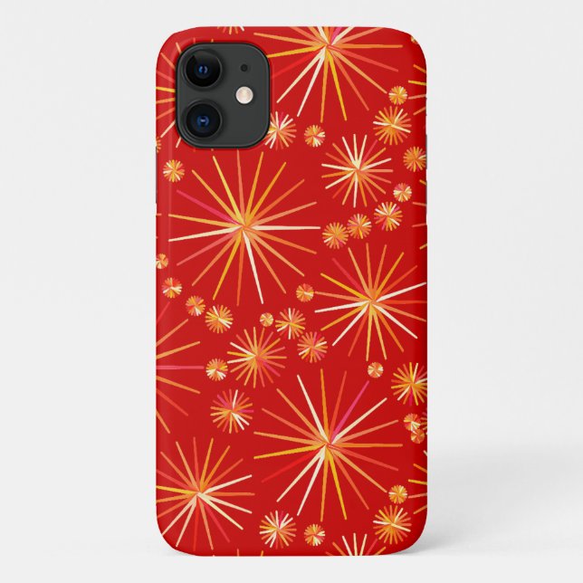 Capa Para iPhone Da Case-Mate Padrão Sputnik do meio século, Vermelho Profundo (Verso)