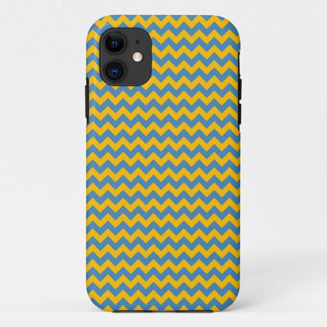 Capa Para iPhone Da Case-Mate Padrão Yellow e Blue Chevron Zigzag (Verso)