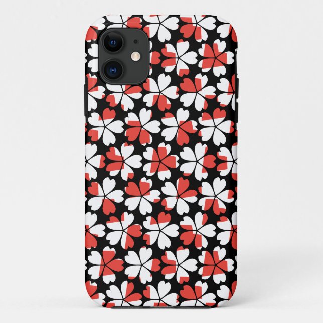 Capa Para iPhone Da Case-Mate Padrões de flores brancas vermelhas fofas (Verso)