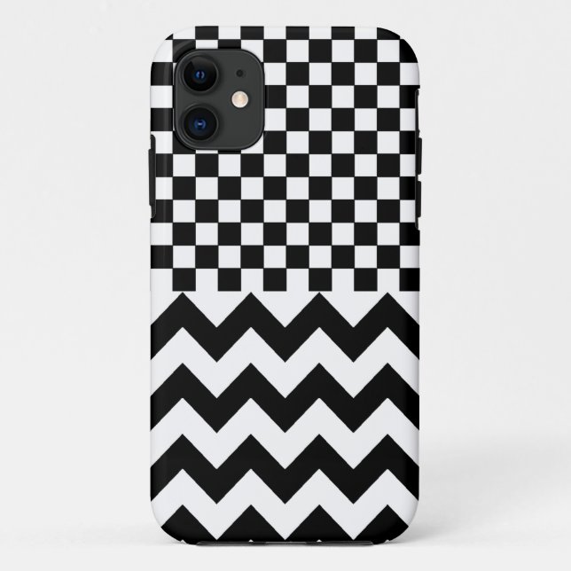 Capa Para iPhone Da Case-Mate padrões pretos & chevron verificados (Verso)