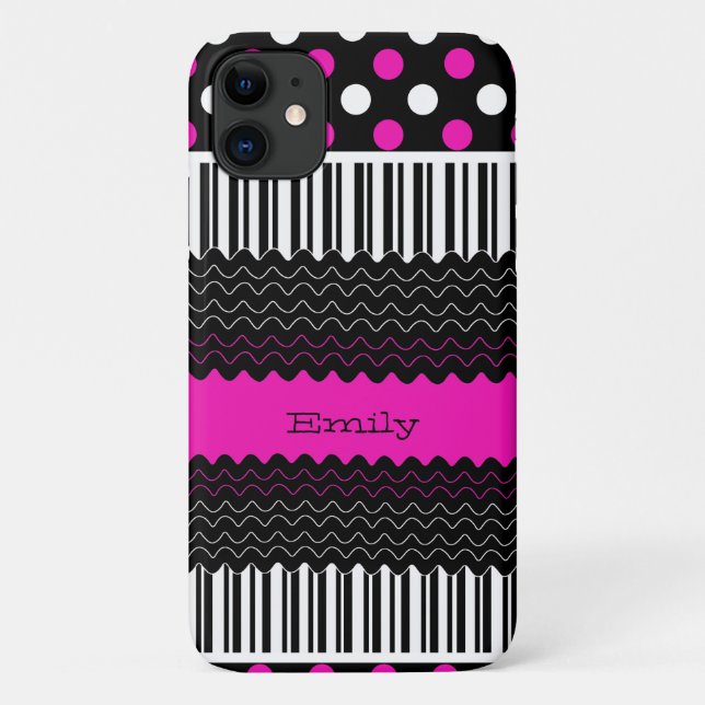 Capa Para iPhone Da Case-Mate Padrões rosa, pretos e brancos (Verso)
