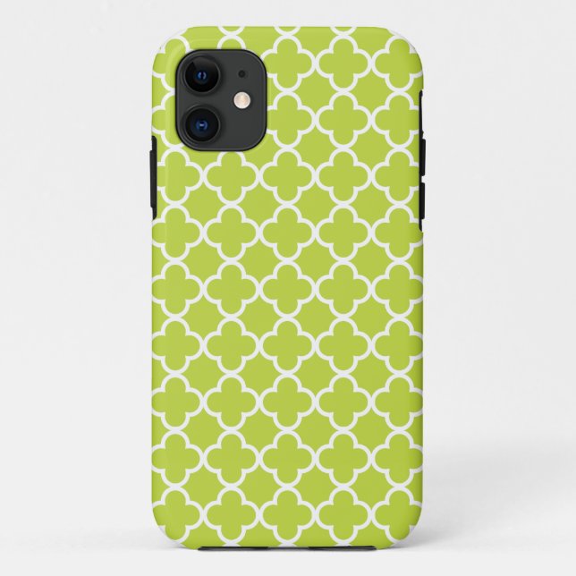 Capa Para iPhone Da Case-Mate Padrões verdes e brancos da luz - de Quatrefoil (Verso)