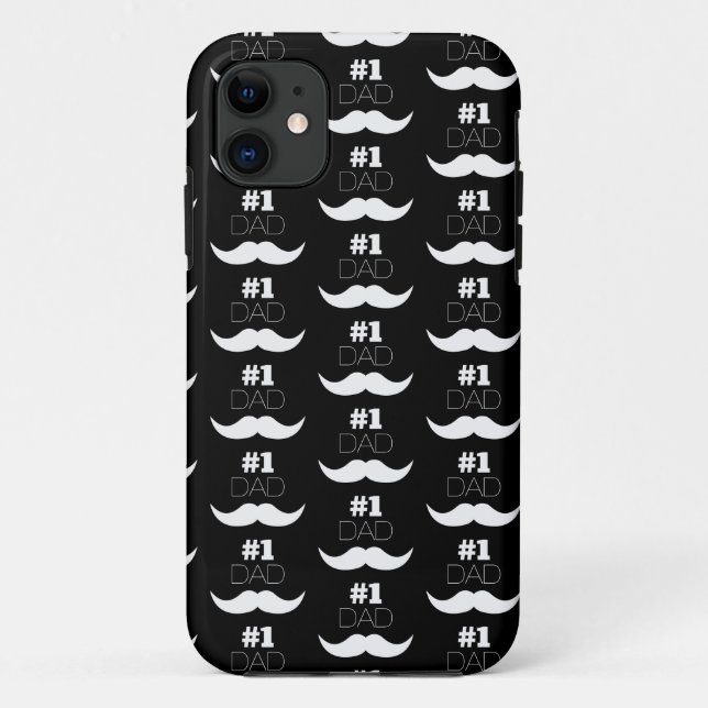 Capa Para iPhone Da Case-Mate pai 1 - bigode preto e branco - Número um (Verso)