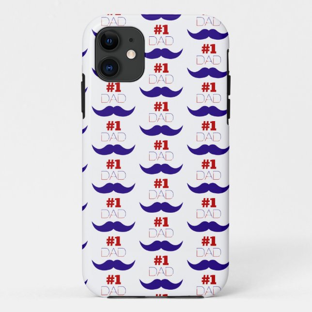 Capa Para iPhone Da Case-Mate pai vermelho, branco e bigode azul - Número um (Verso)