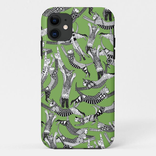 Capa Para iPhone Da Case-Mate palma verde de festa do gato (Verso)