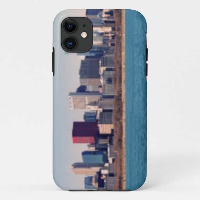 Capa Para iPhone Da Case-Mate Panorama da skyline de Chicago (Verso)