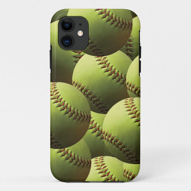 Capa Para iPhone Da Case-Mate Papel de parede amarelo do softball (Verso)