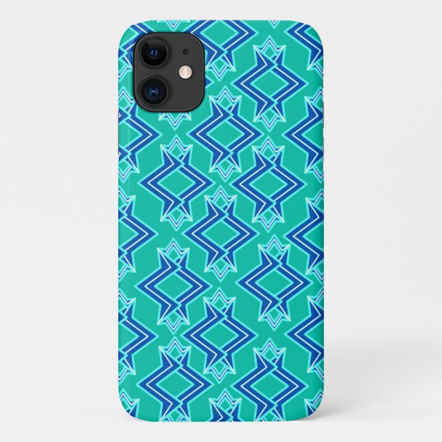 Capa Para iPhone Da Case-Mate Papel de Parede Art Déco, Turquesa e Cobalto (Verso)