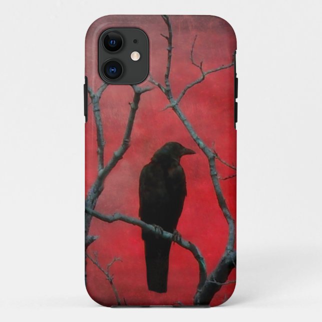 Capa Para iPhone Da Case-Mate Pássaro Negro No Vermelho (Verso)