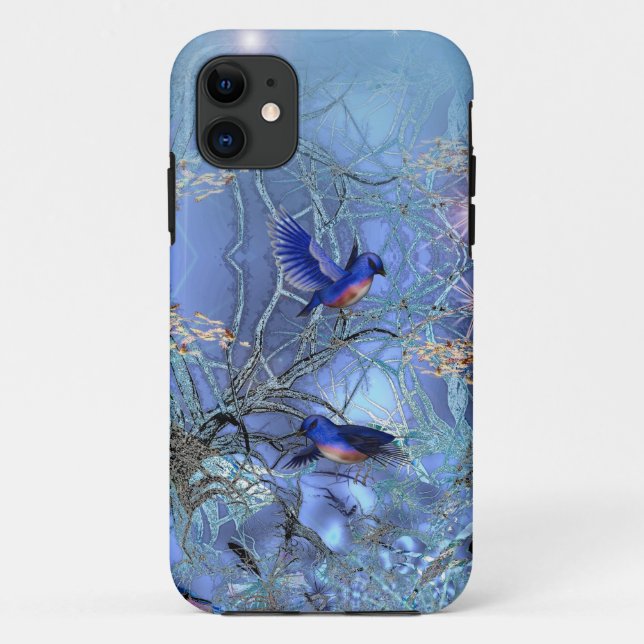 Capa Para iPhone Da Case-Mate Pássaros Azuis Elegantes e Sofisticados Azuis (Verso)