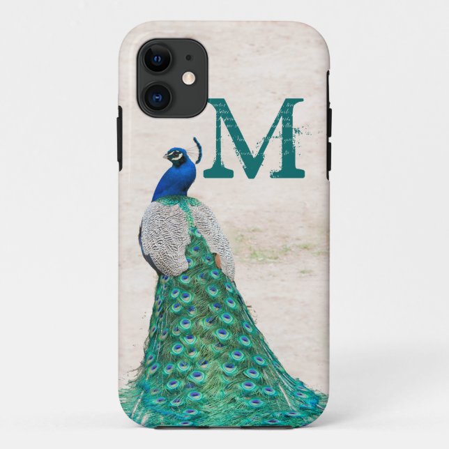 Capa Para iPhone Da Case-Mate Pavão Pavão Pêssego Pêssego Monograma IPHONE 5 Cas (Verso)