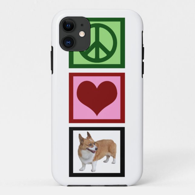 Capa Para iPhone Da Case-Mate Peace Love Corgis (Verso)