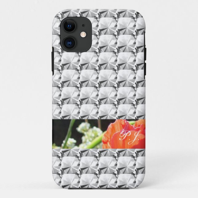 Capa Para iPhone Da Case-Mate pedra preciosa clara, diamante com faixa florida (Verso)