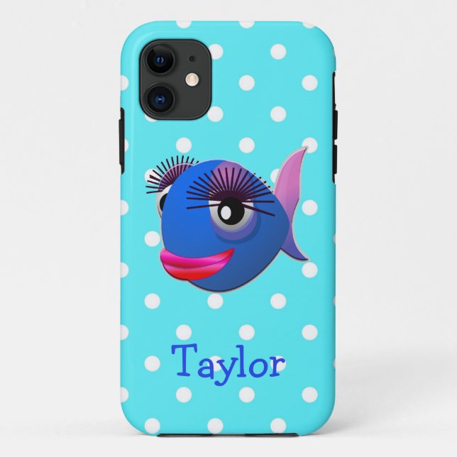 Capa Para iPhone Da Case-Mate Peixe de Desenho Animado Engraçado Fofo Pontos Per (Verso)